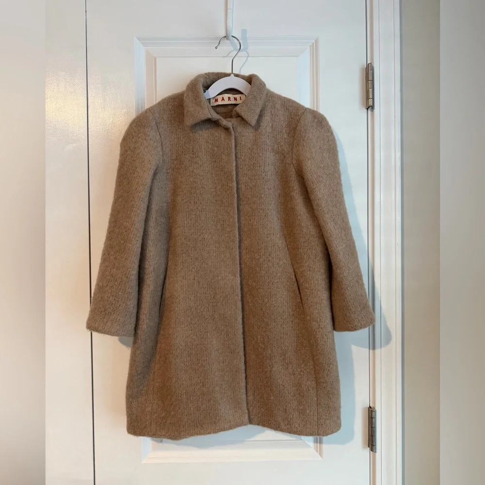 Marni Kids Mohair-Blend Cocoon Coat Camel 8Y